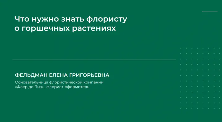 Скачать курс «Что нужно знать флористу о горшечных растениях (Елена Фельдман)» — слив курса