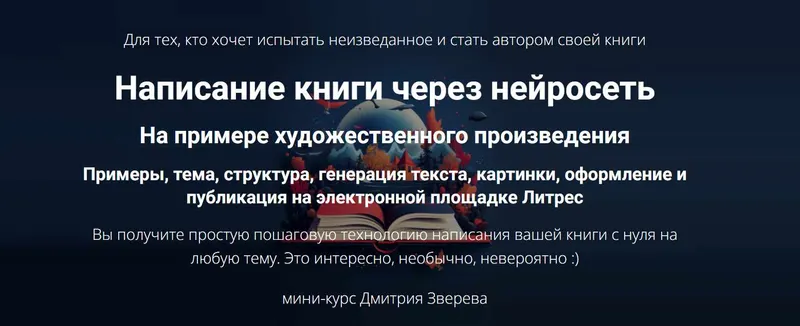 Скачать курс «Написание книги через нейросеть. Тариф Мини-курс по написанию книги через нейросеть (Дмитрий Зверев)» — слив курса