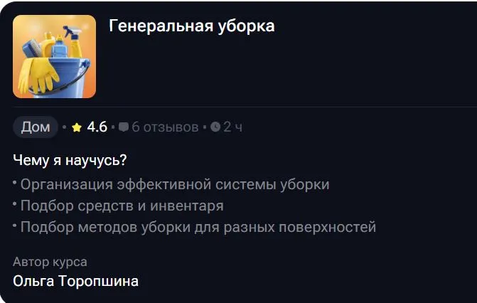 Скачать курс «Генеральная уборка  (Ольга Торопшина)» — слив курса
