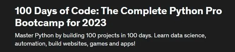 Скачать курс «[Udemy] 100 Days of Code: The Complete Python Pro Bootcamp for 2023 (Dr. Angela Yu)» — слив курса