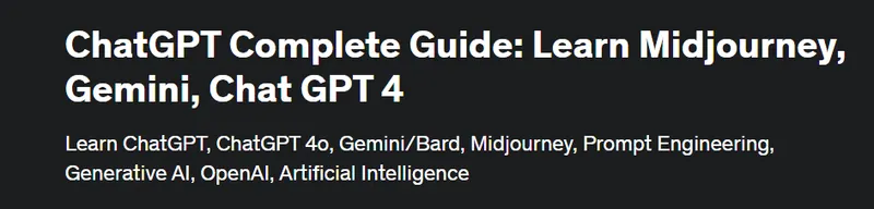 Скачать курс «[Udemy] Полное руководство ChatGPT изучение Midjourney, Gemini, Chat GPT 4 (Tanmoy Das)» — слив курса
