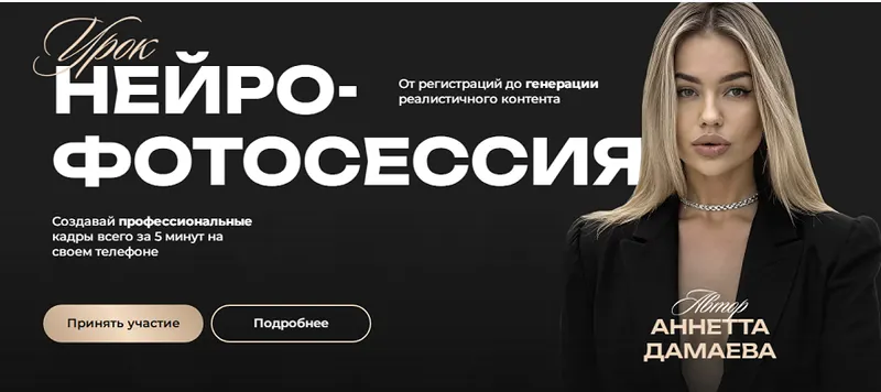 Скачать курс «Нейро-фотосессия. Тариф Нейро-фотосессия (Аннетта Дамаева)» — слив курса
