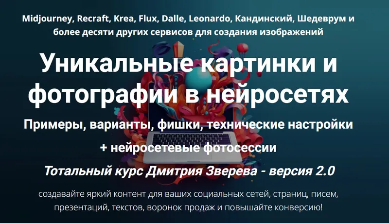 Скачать курс «Тотальный курс по картинкам и фото в нейросетях - версия 2.0. Тариф Полная версия (Дмитрий Зверев)» — слив курса