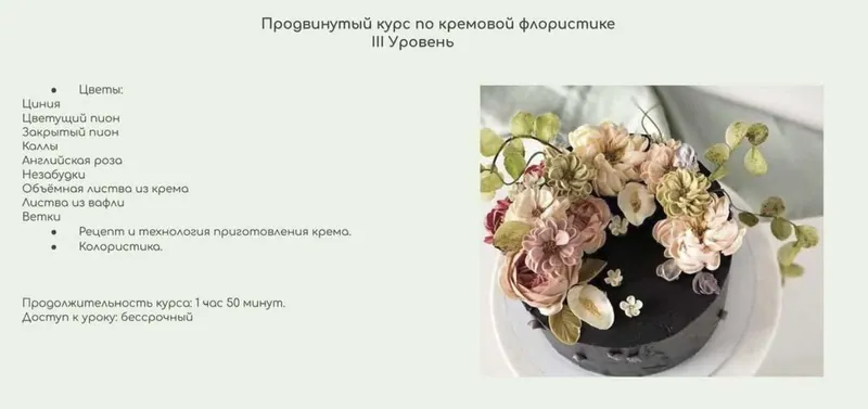 Скачать курс «Продвинутый курс по кремовой флористике. 3 Уровень (Залина Борисова)» — слив курса