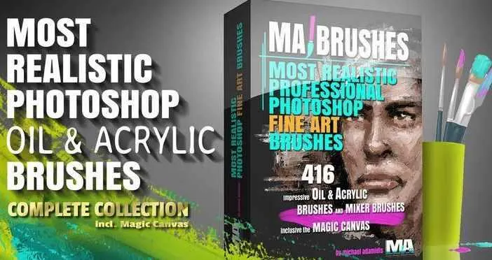 Скачать курс «Реалистичный набор масляных и акриловых кистей Photoshop MA-BRUSHES (Michael Adamidis)» — слив курса