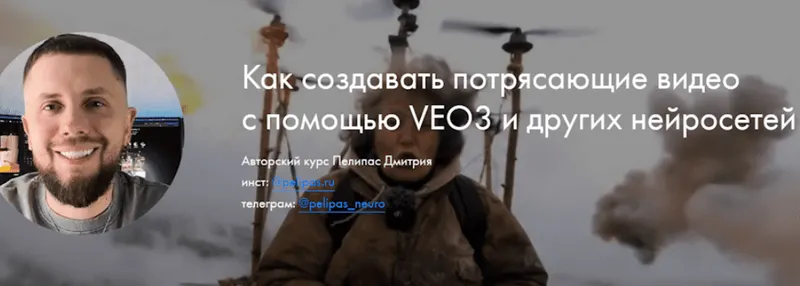 Скачать курс «Как создавать потрясающие видео с помощью VEO3 и других нейросетей (Дмитрий Пелипас)» — слив курса