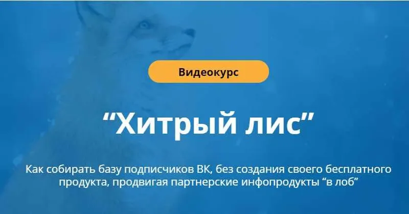 Скачать курс «Хитрый лис: продвижение партнерок ВК (Сергей Копыленко)» — слив курса