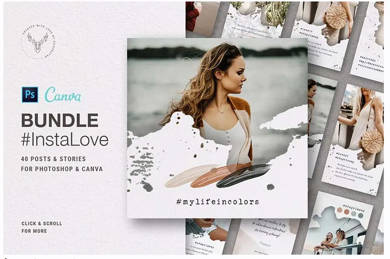 Скачать курс «[CreativeMarket] Шаблоны для постов и сториз в инстаграм» — слив курса