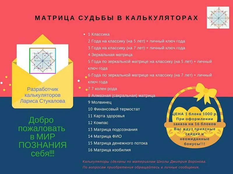 Скачать курс «Калькулятор Матрица судьбы (Лариса Стукалова)» — слив курса