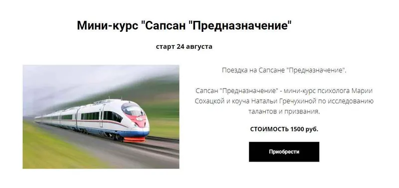 Скачать курс «Мини-курс "Сапсан "Предназначение" (Мария Сохацкая, Наталья Гречухина)» — слив курса