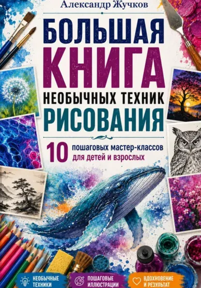 Скачать курс «Большая книга необычных техник рисования. 10 пошаговых мастер-классов для детей и взрослых (Александр Жучков)» — слив курса