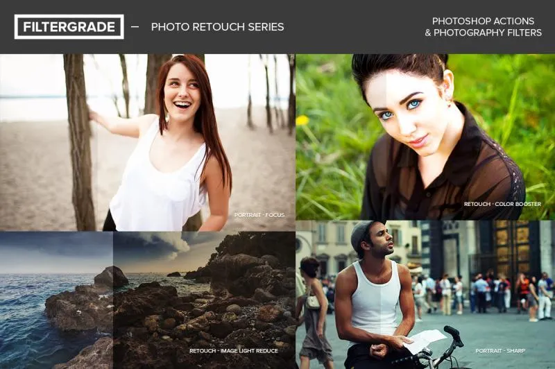 Скачать курс «[CreativeMarket] Ретушь фотошоп экшены  FilterGrade Photo Retouch Series Photoshop actions» — слив курса