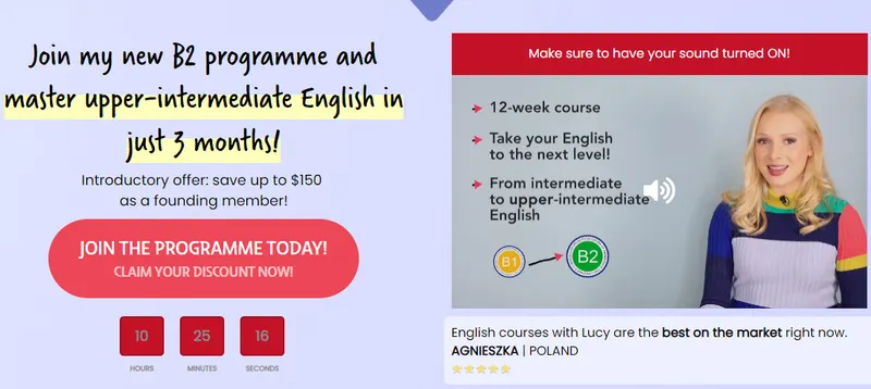 Скачать курс «[English with Lucy] Программа B2 и уровень Upper-Intermediate за 3 месяца (Lucy Bella Simkins)» — слив курса
