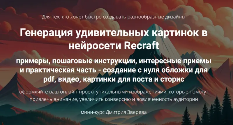 Скачать курс «Генерация удивительных картинок в нейросети Recraft (Дмитрий Зверев)» — слив курса