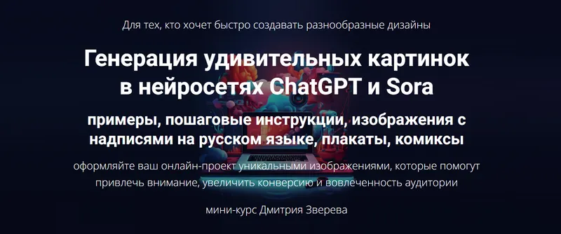 Скачать курс «Генерация удивительных картинок в нейросетях ChatGPT и Sora. Тариф Мини курс по картинкам в ChatGPT и Sora (Дмитрий Зверев)» — слив курса