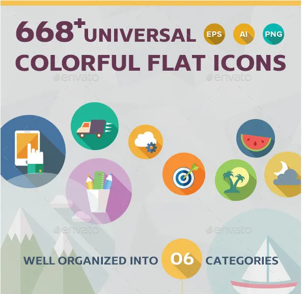 Скачать курс «[graphicriver] Universal Colorful Flat IconsУниверсальные Красочные Плоские Иконки» — слив курса