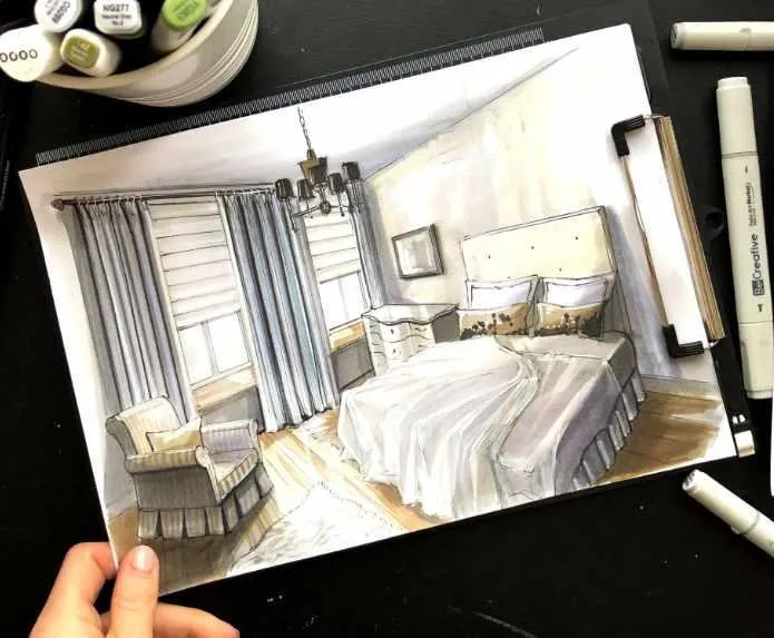 Скачать курс «[Interior Sketch] Базовый курс по интерьерному скетчингу маркерами + текстиль (Ольга Каминская)» — слив курса