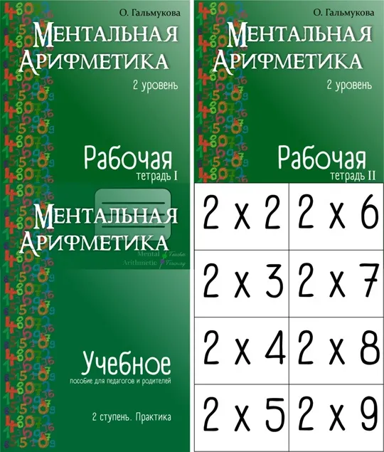 Обложка курса «Комплект пособий 2 уровень. Отрицательные числа. Ментальная арифметика (Ольга Гальмукова)»