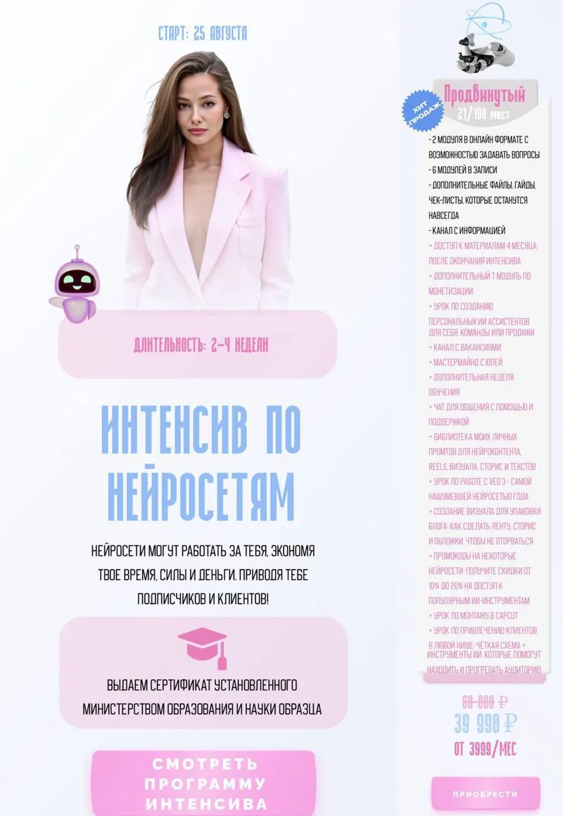Скачать курс «Интенсив по нейросетям. Тариф Продвинутый (Юлия Голыгина)» — слив курса