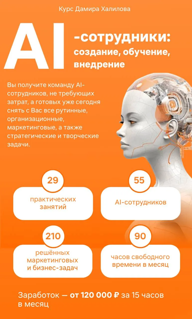 Скачать курс «AI-сотрудники: создание, обучение, внедрение. Тариф Premium (Дамир Халилов)» — слив курса