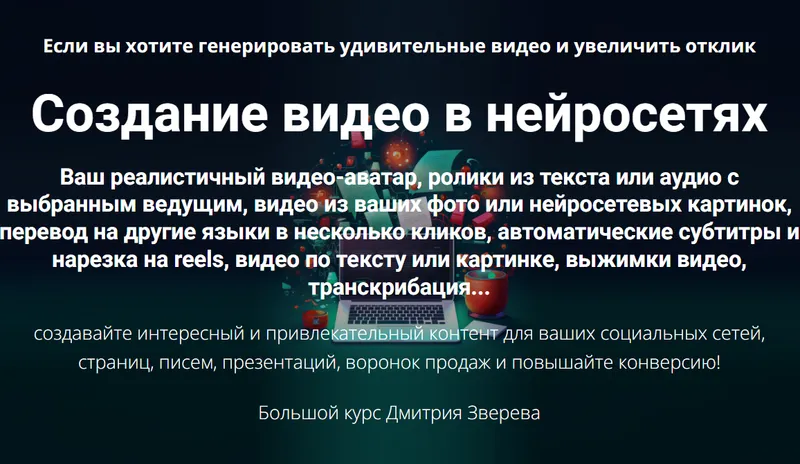 Скачать курс «Создание видео в нейросетях (Дмитрий Зверев)» — слив курса
