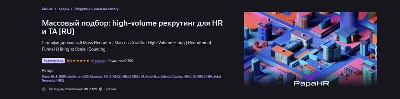 Скачать курс «[Udemy] Массовый подбор: high-volume рекрутинг для HR и TA (PapaHR, Mike Pritula)» — слив курса