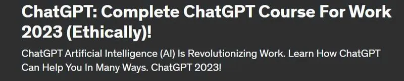 Скачать курс «[Udemy] ChatGPT: Полный курс ChatGPT для работы 2023. Этично (Стив Баллингер, MBA)» — слив курса