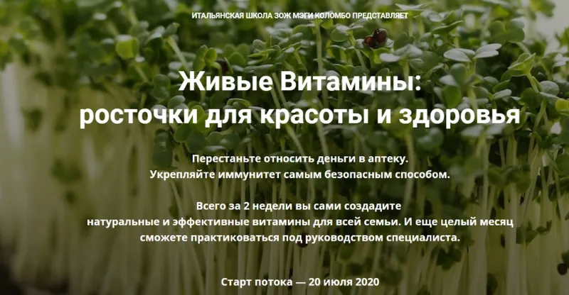 Скачать курс «Живые Витамины: росточки для красоты и здоровья. Тариф Команда. Июль 2020 (Мэги Коломбо)» — слив курса