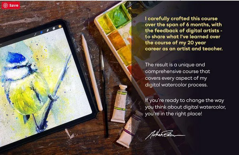 Скачать курс «Мастер-класс по акварельной иллюстрации в Procreate (Nathan Brown)» — слив курса