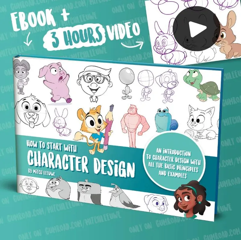 Скачать курс «Дизайн персонажа. Как начать рисовать персонажей  How to start with character design (Mitch Leeuwe)» — слив курса