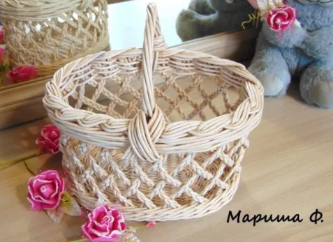 Обложка курса «[Newspaper_weaving] Ажурная корзиночка (Марина Федорова)»