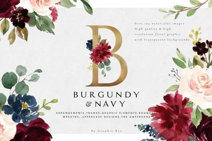 Скачать курс «[PNG] [CreativeMarket] Burgundy&Navy Floral Graphic Set (Graphic Box)» — слив курса